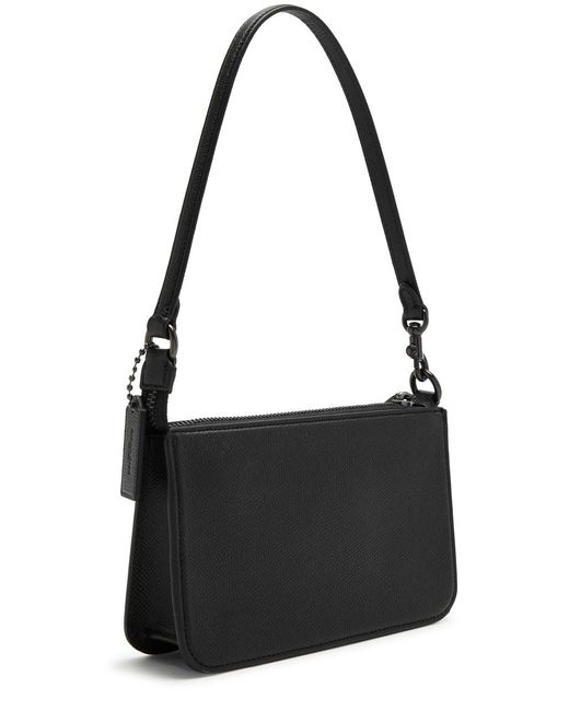 COACH Black Grained Leather Shoulder Bag