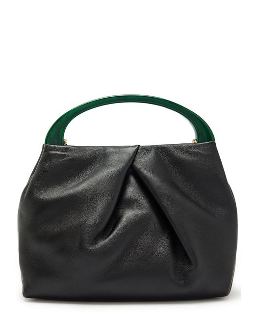 Dries Van Noten Black Crisp Leather Top Handle Bag