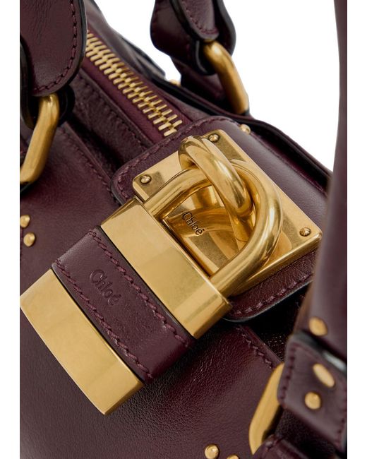 Chloé Purple Paddington Padlock Grained Leather Shoulder Bag