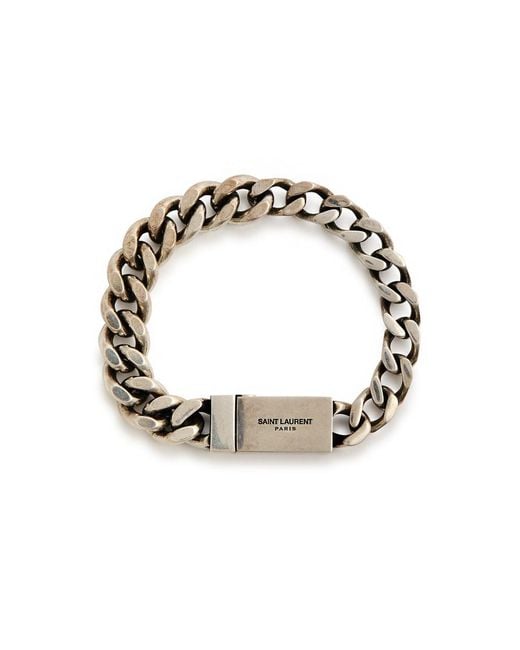 Saint Laurent Metallic Chain Bracelet for men