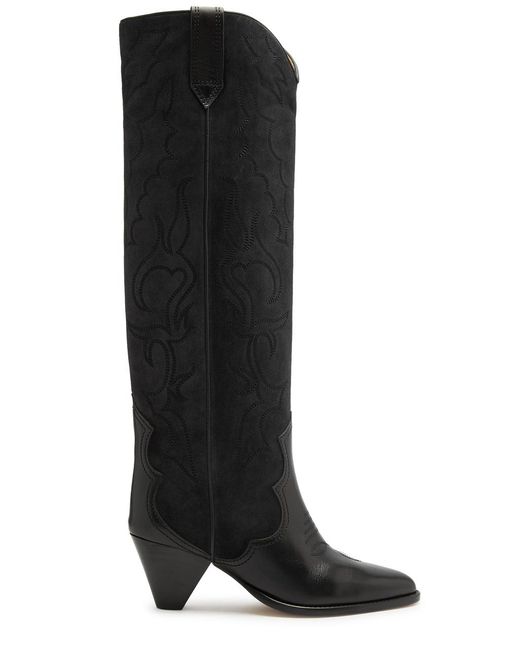 Isabel Marant Black Leila 65 Suede Knee-high Boots