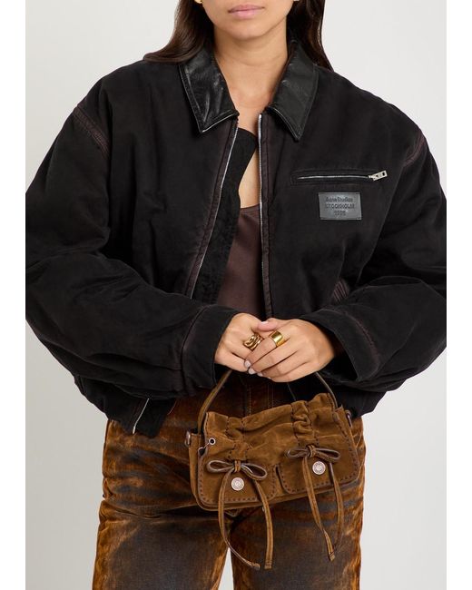 Acne Brown Multipocket Micro Suede Cross-Body Bag