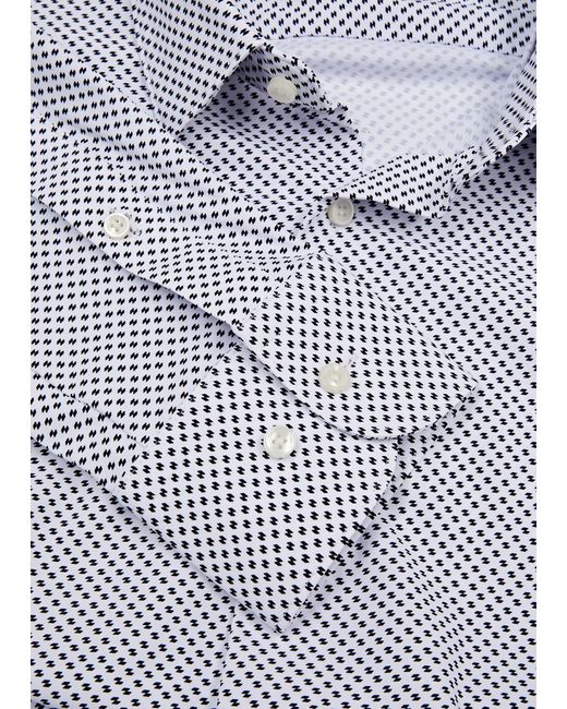 Boss White Hank Printed Stretch-Jersey Shirt for men