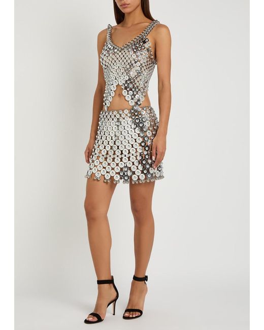 Rabanne White Disc Link Metal Mini Skirt