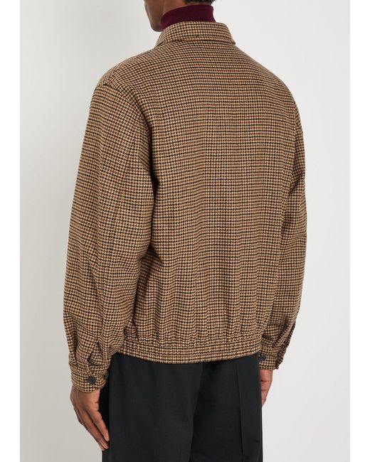 Saint Laurent Brown Houndstooth-Jacquard Woven Jacket