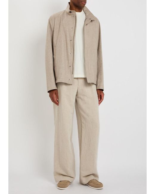Herno Natural Funnel-Neck Linen And Wool-Blend Jacket for men
