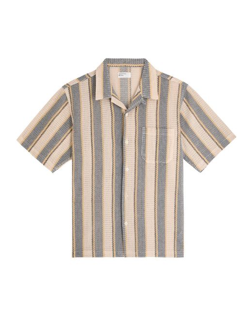 Universal Works Natural Road Striped-Intarsia Cotton-Knit Shirt for men