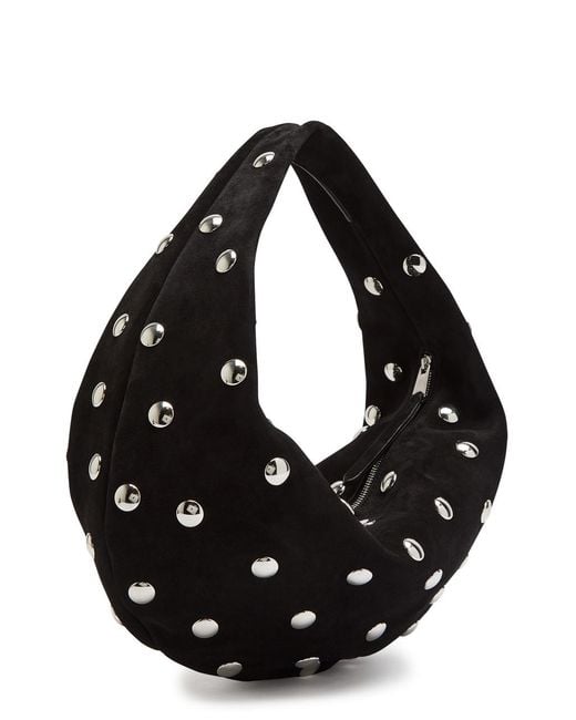 Khaite Black Olivia Medium Studded Suede Top Handle Bag