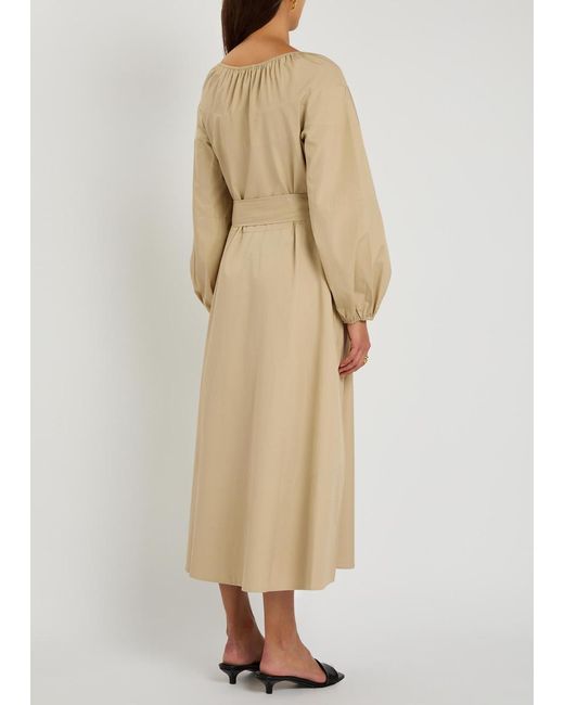 Vince Natural Belted Cotton-Poplin Midi Dress