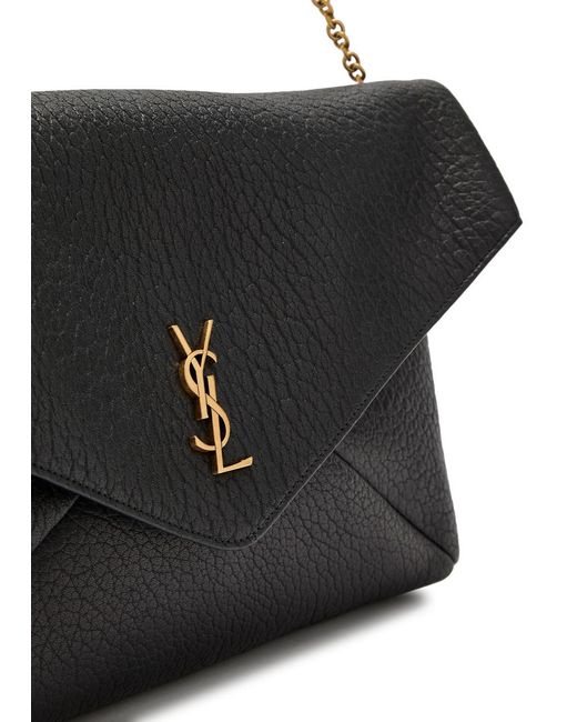 Saint Laurent Black Envelope Grained Leather Pouch