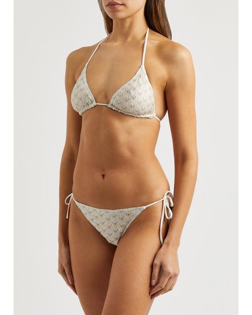 Missoni White Metallic Fine-Knit Bikini