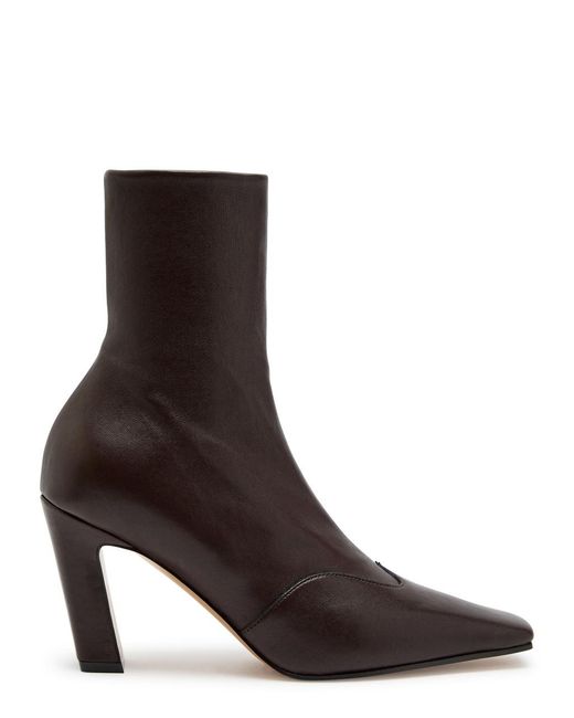 Khaite Brown Nevada 85 Designer Leather Ankle Boots Uk3