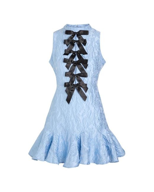 Sister Jane Blue Feria Floral-Jacquard Cloque Mini Dress