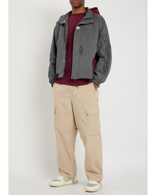 Aape Gray Colour-Block Hooded Shell Jacket for men
