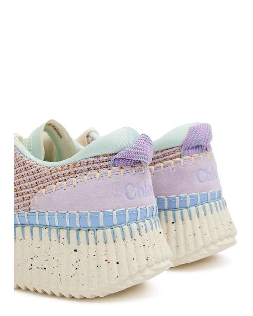 Chloé White Nama Panelled Knitted Sneakers