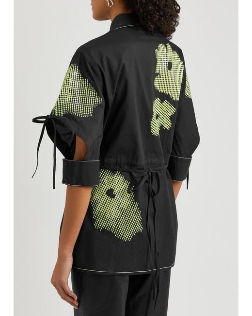 LOVEBIRDS Black Sequin-embellished Cotton Shirt
