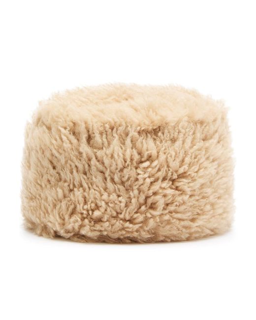 Bonnet En Shearling Naturel - Taille 24 - Neuf Sans étiquette, Couleur Beige
