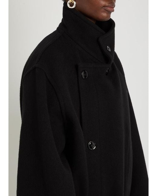 Lemaire Black High-Neck Wool Coat