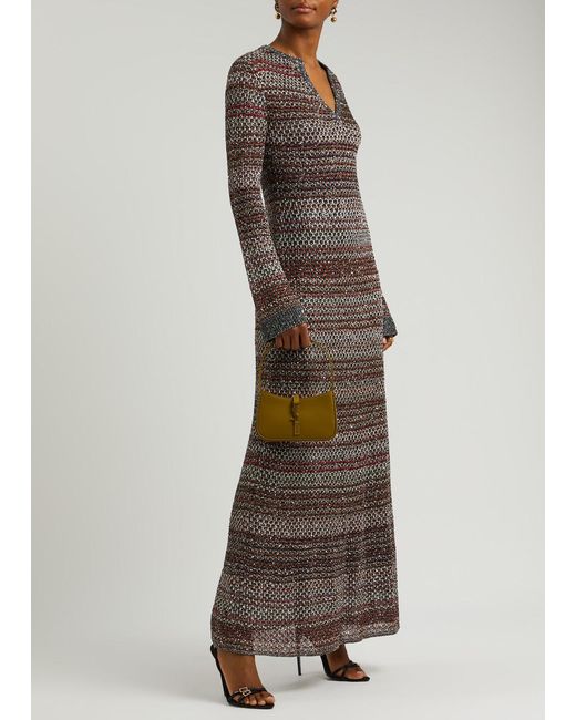 Missoni Multicolor Striped Embellished Knitted Maxi Dress