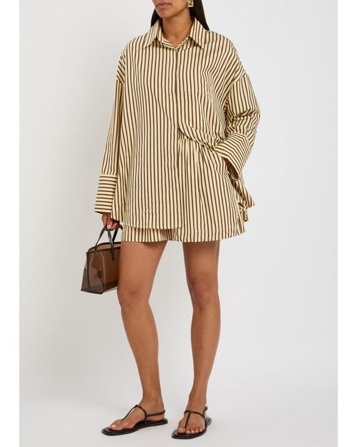 Faithfull The Brand Natural Clemente Striped Cotton-Poplin Shorts