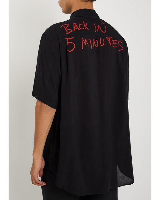 Vivienne Westwood Black Open 24Hr Bowling Printed Woven Shirt for men