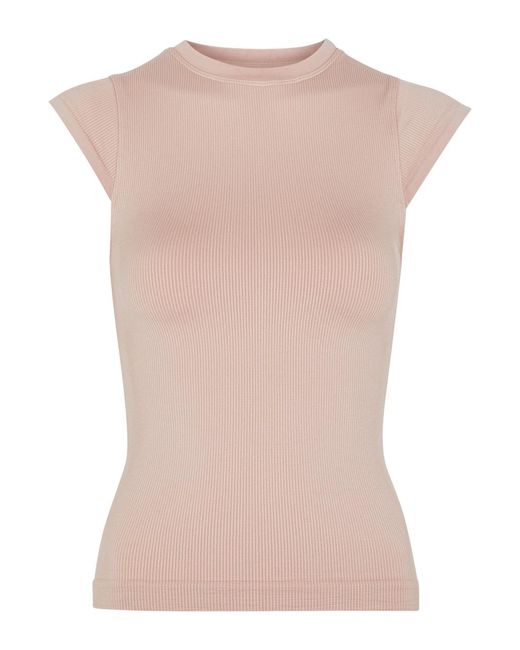Prism Pink Rouse Ribbed Stretch-jersey T-shirt