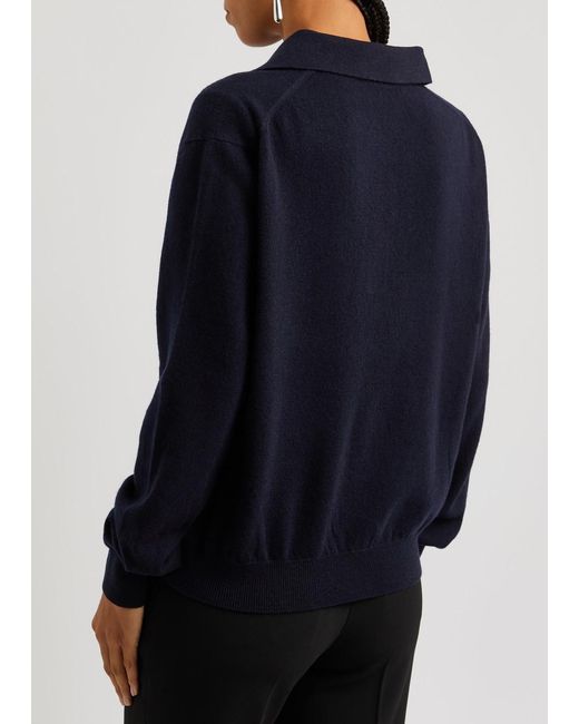 Rohe Blue Wool-blend Polo Jumper