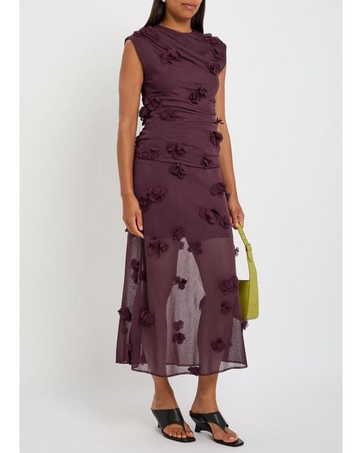 Jonathan Simkhai Purple Tessa Floral-Appliquéd Fine-Knit Top