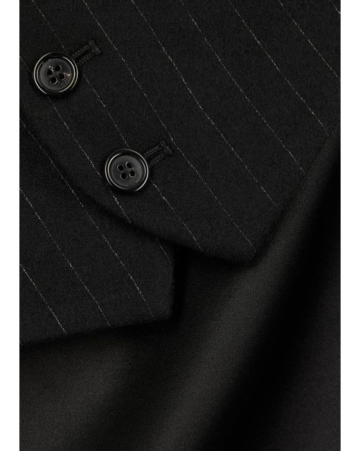 Saint Laurent Black Pinstriped Wool-blend Waistcoat