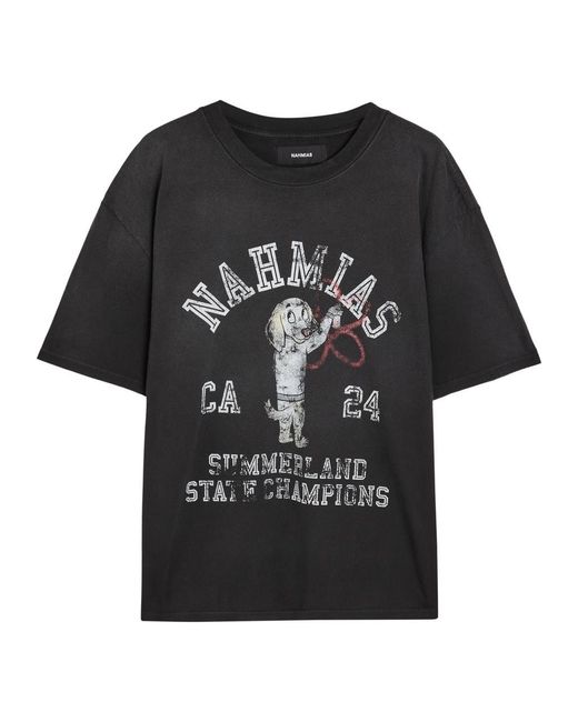 NAHMIAS Black State Champions Printed Cotton T-Shirt for men