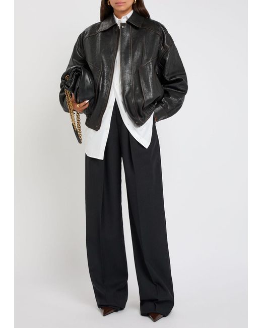 Saint Laurent Black Panelled Faded Leather Jacket