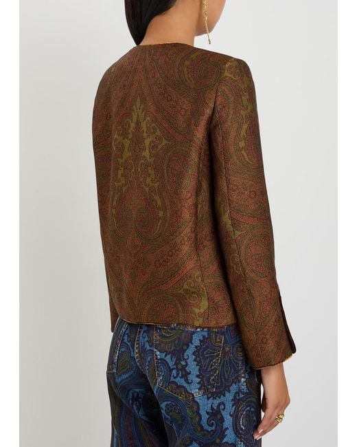 Etro Brown Paisley-Jacquard Tailored Woven Jacket