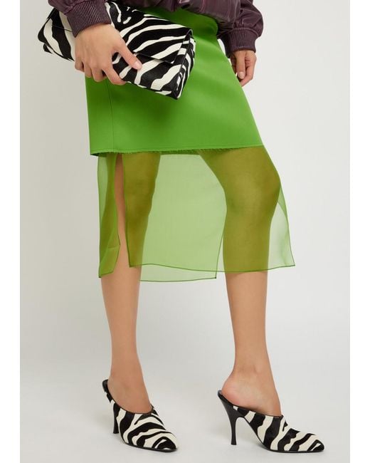 Khaite Green Sybil Layered Effect Satin Skirt