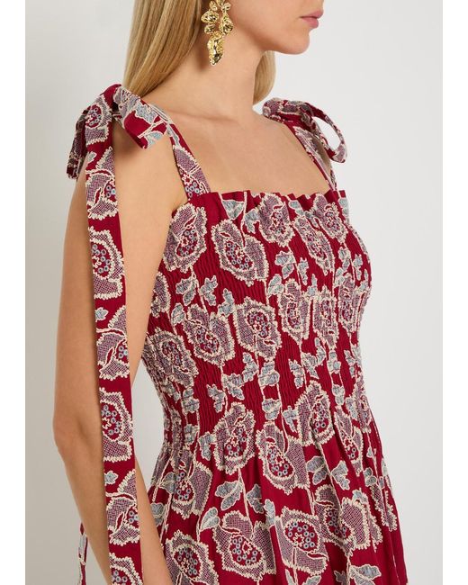 Erdem Floral-Embroidered Cotton-Blend Midi Dress