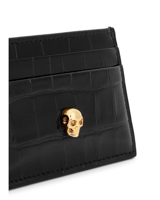 Alexander McQueen Black Skull-embellished Leather Card Holder