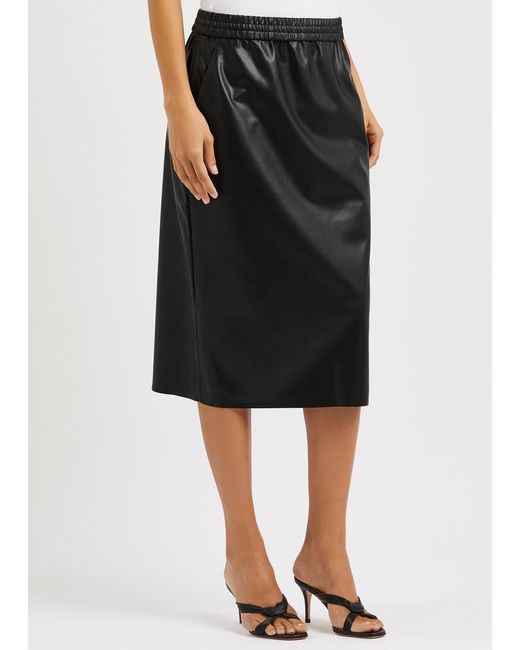 Wolford Black Faux Leather Midi Skirt