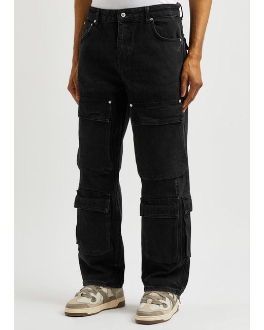 Represent Black R3Ca Straight-Leg Cargo Jeans for men