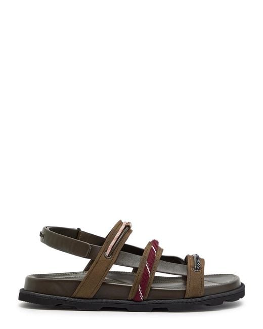 Moncler Brown Vera Isla Grosgrain And Leather Sandals