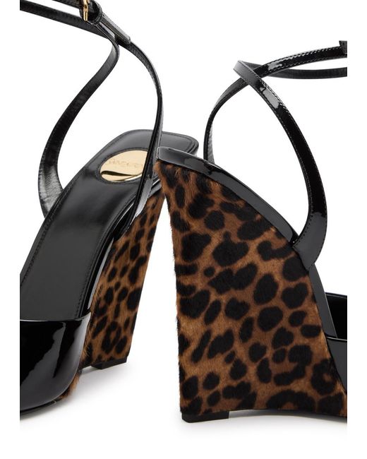 Saint Laurent Black Le Scandale 110 Patent Leather Wedge Sandals