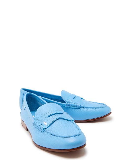 Polo Ralph Lauren Blue Logo Pebbled Leather Loafers
