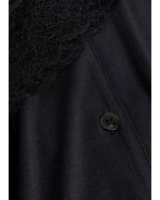 Eberjey Black Malou Lace-Trim Jersey Pyjama Set