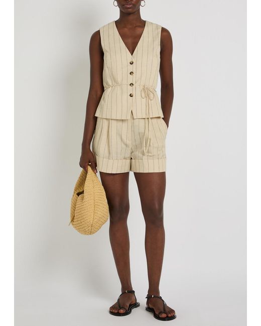 Rag & Bone Natural Neila Pinstriped Woven Shorts