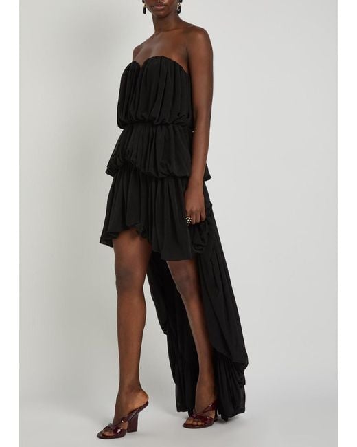 Ronny Kobo Black Aly Gathered Tissue Jersey Mini Dress
