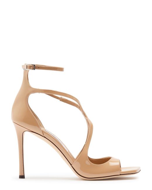 Jimmy Choo Natural Azia 95 Patent Leather Sandals