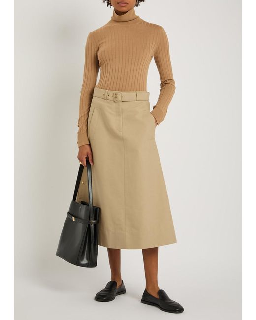 Moncler Brown Ribbed Wool And Cashmere-Blend Top