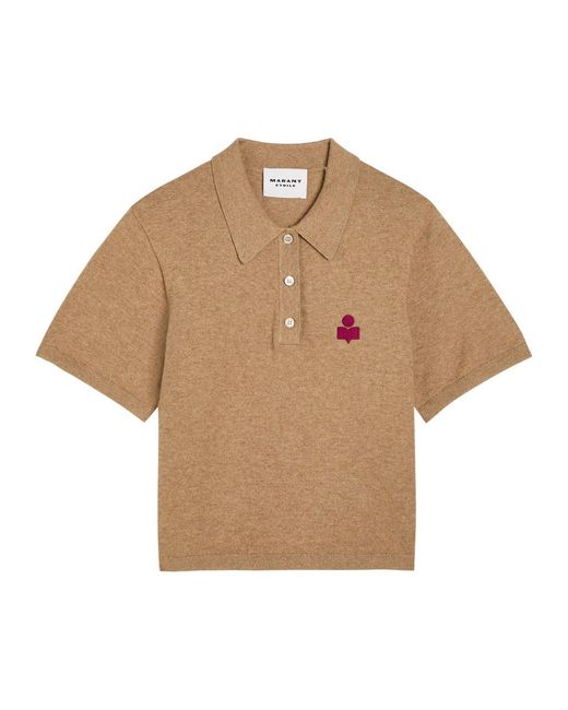 Isabel Marant Natural Althea Logo-Appliquéd Cotton-Blend Polo Shirt