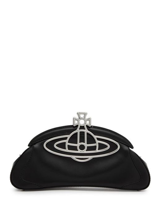 Vivienne Westwood Black Amber Logo Leather Clutch