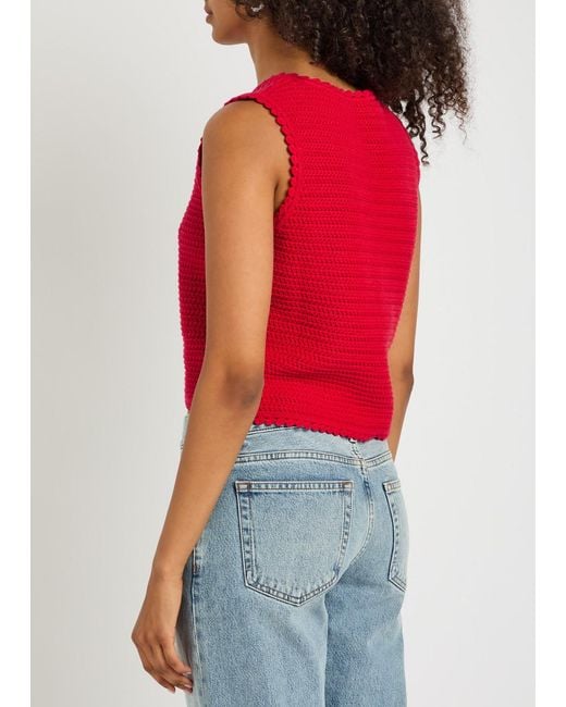Rails Red Calypso Knit Cotton Crop Top