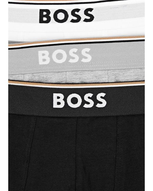 Boss Gray Stretch-Cotton Boxer Trunks for men