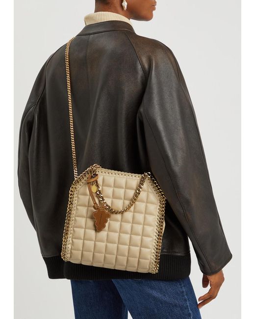Stella McCartney Natural Falabella Mini Quilted Faux Leather Tote
